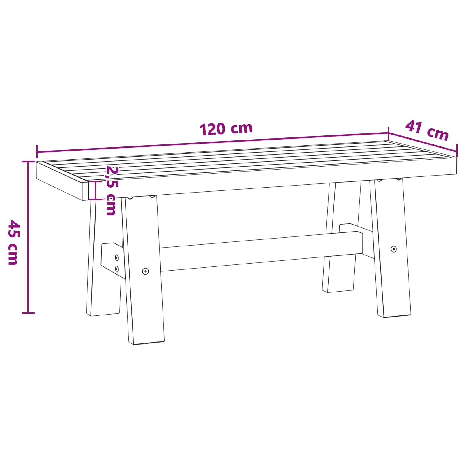 Esstischbank NOAIN 180 x 41 x 45 cm Massives Kiefernholz