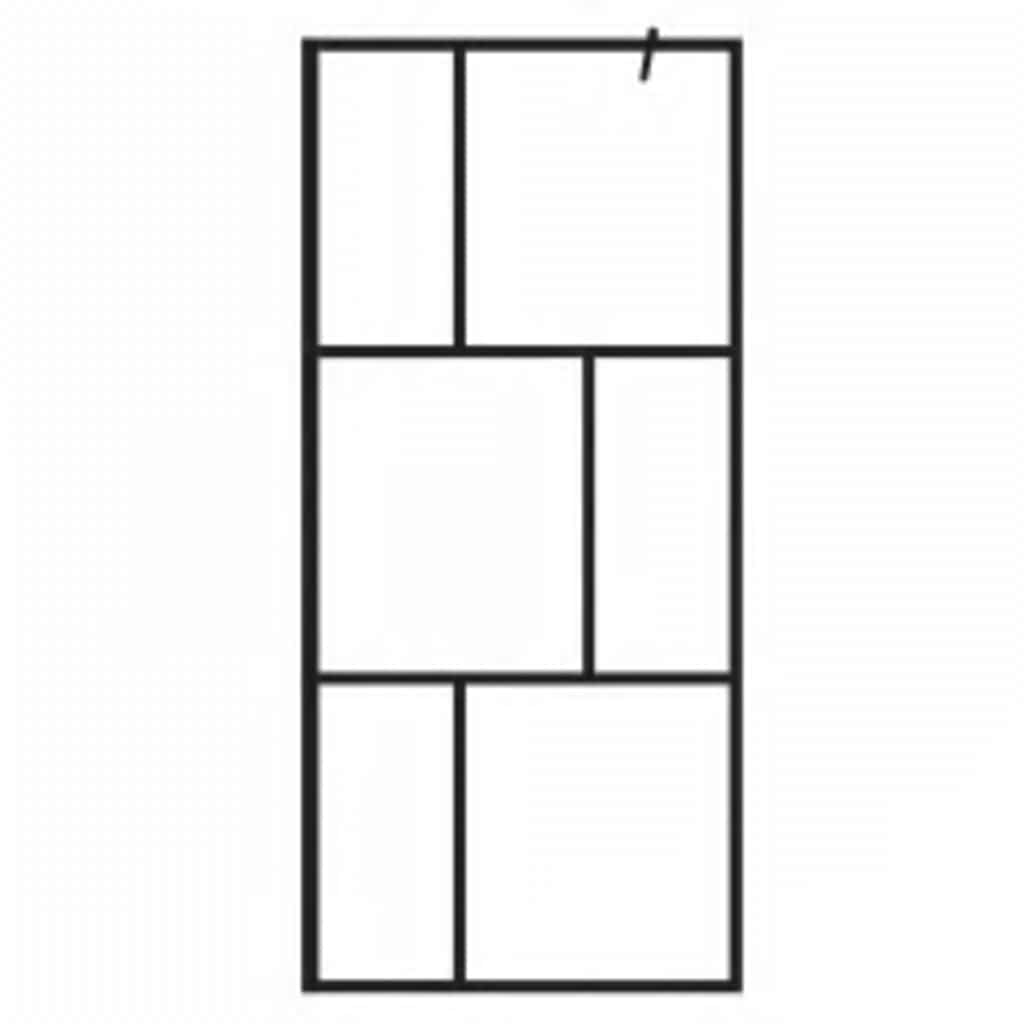 Duschwand für Begehbare Duschen mit Hartglas Schwarz 80x195 cm