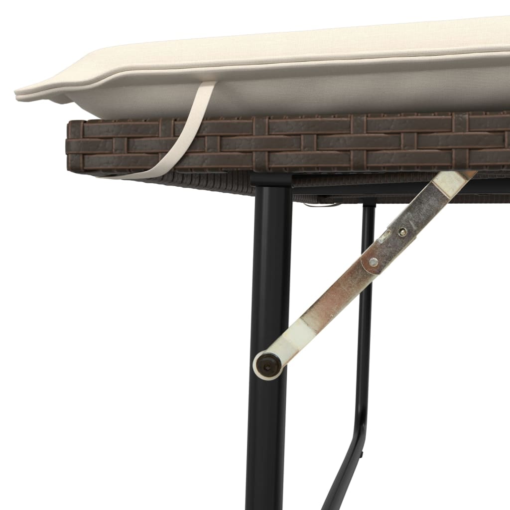 Gartenbank mit Kissen und Hocker Schwarz Poly Rattan