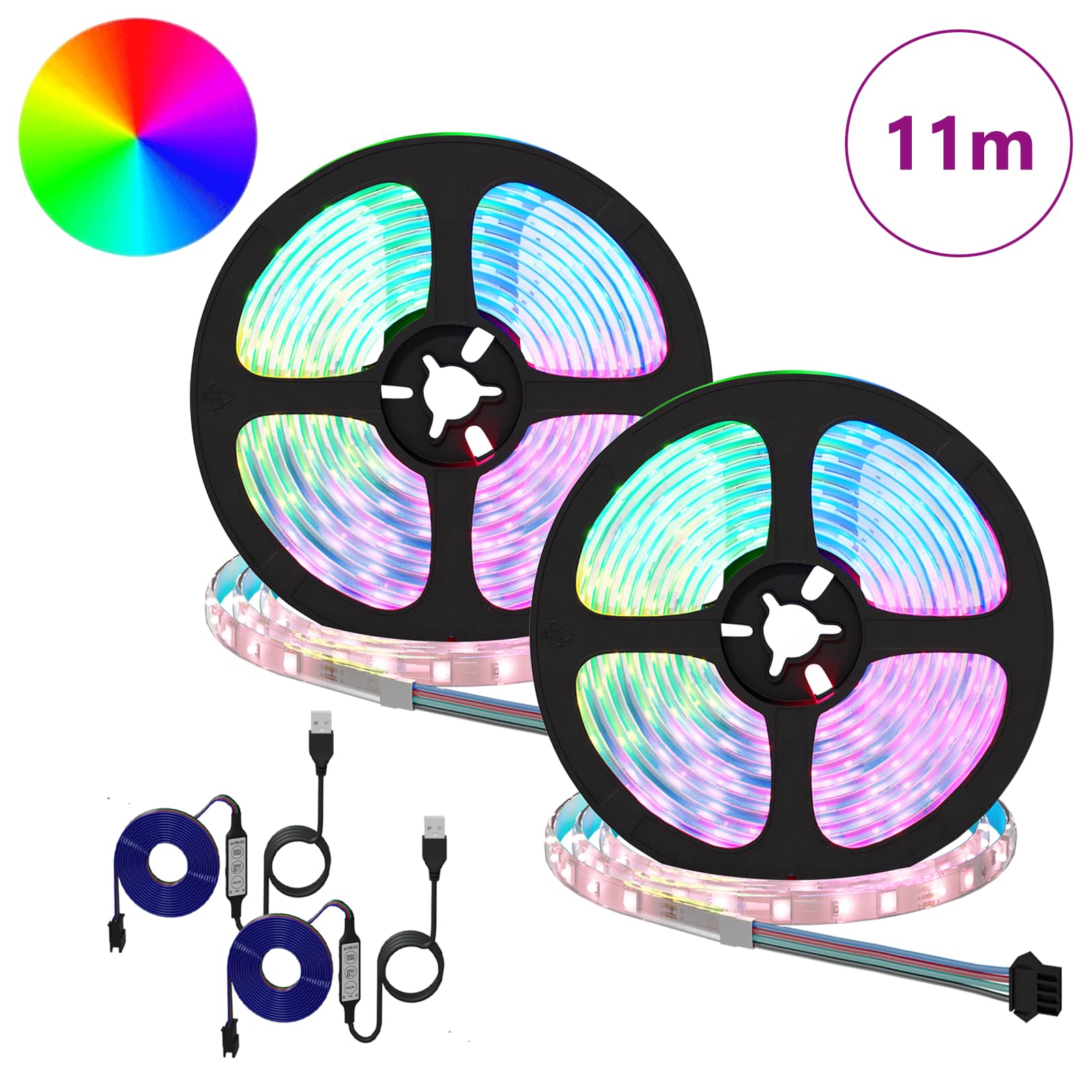 LED Streifen 2 pcs Schwarz und Transparent 3000 mm