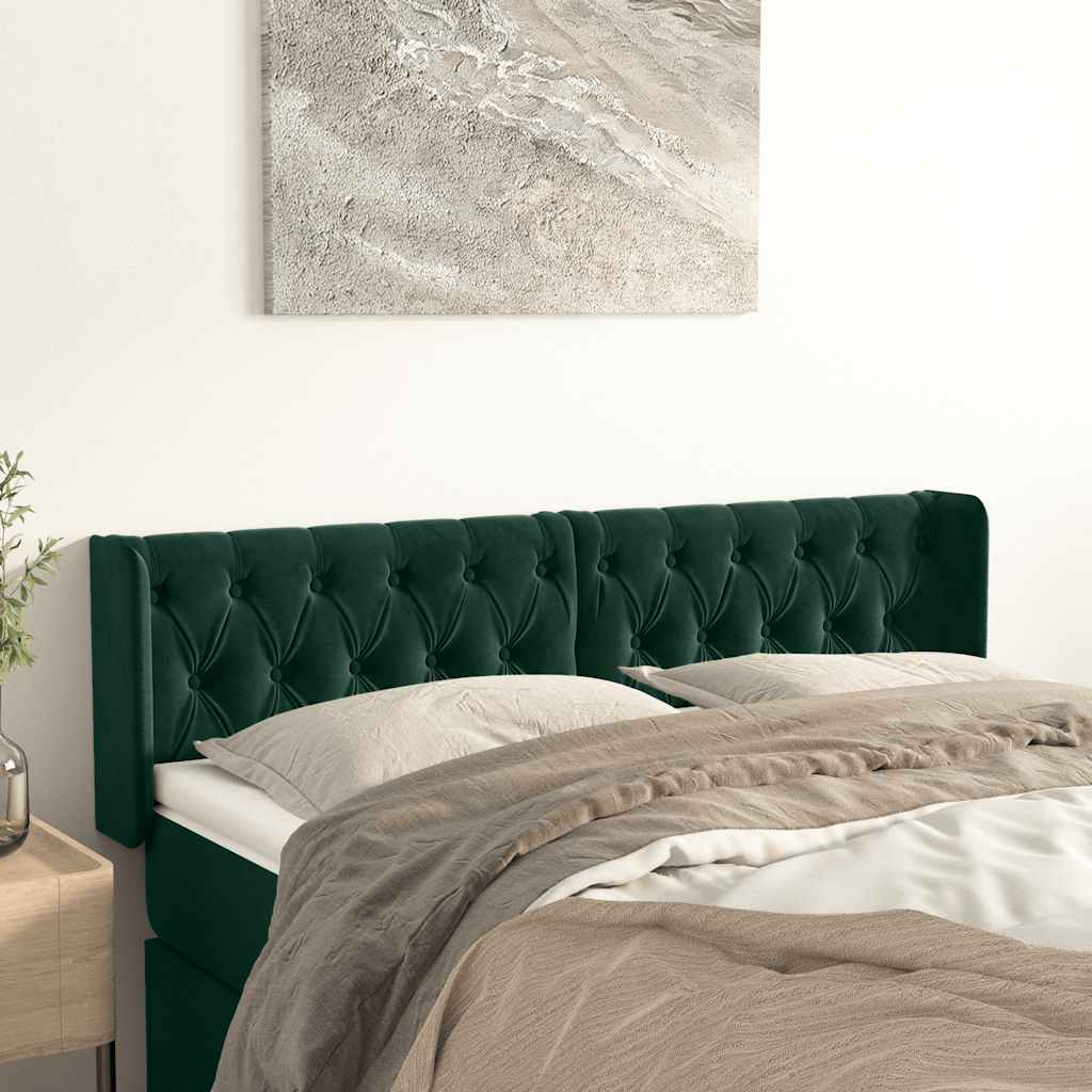Kopfteil mit Ohren Dunkelblau 93x16x78/88 cm Samt