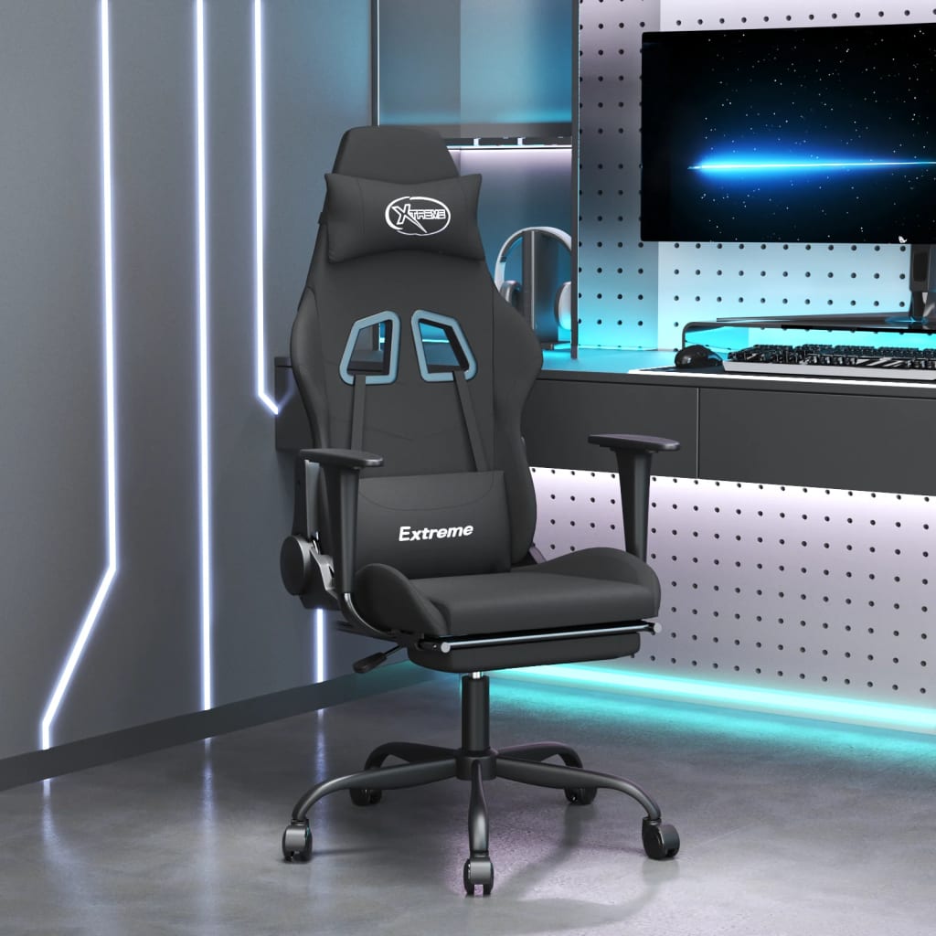 Gaming-Stuhl mit Massagefunktion Schwarz und Creme Stoff
