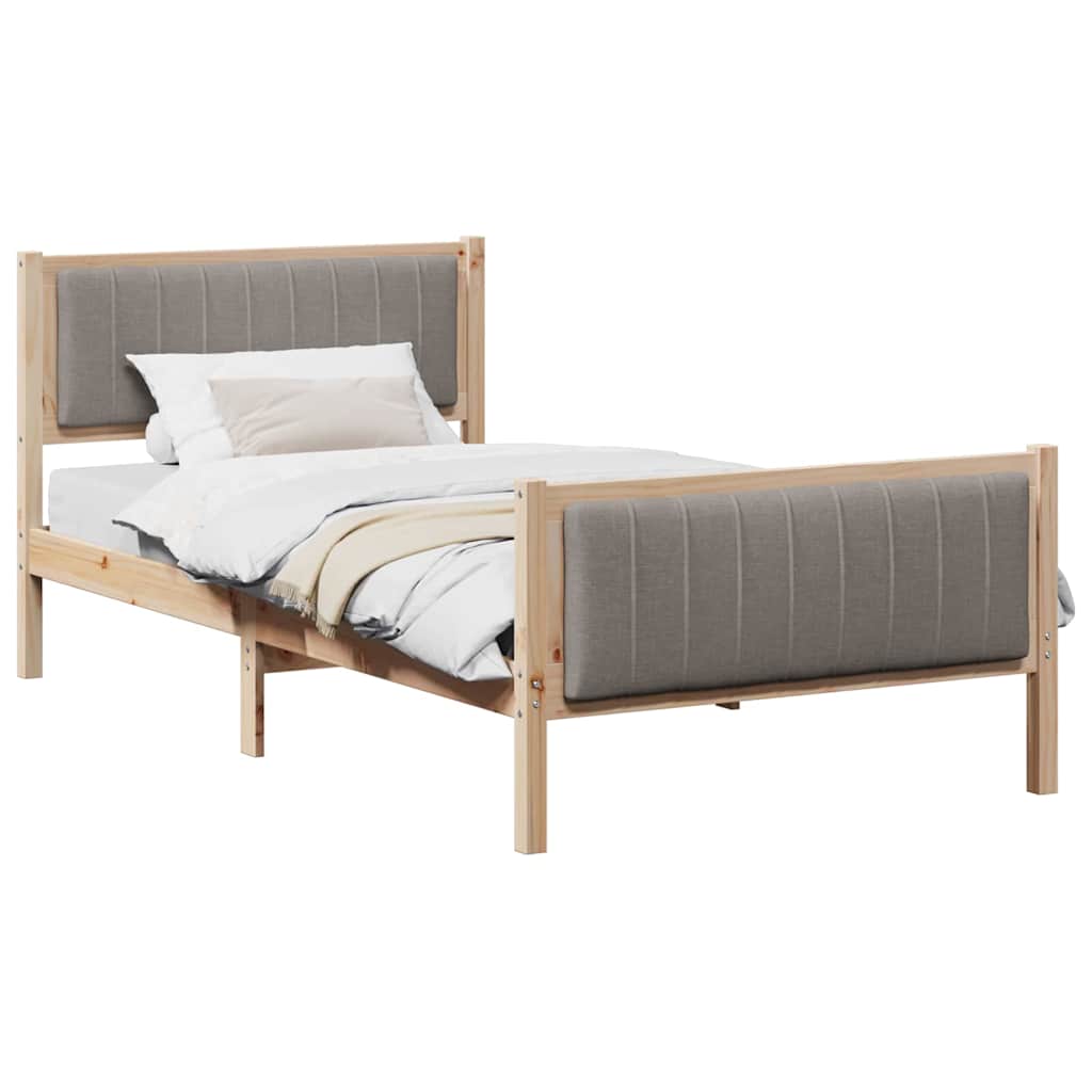 Bettgestell Braun und hellgrau 200 x 200 cm Massivholz Kiefer