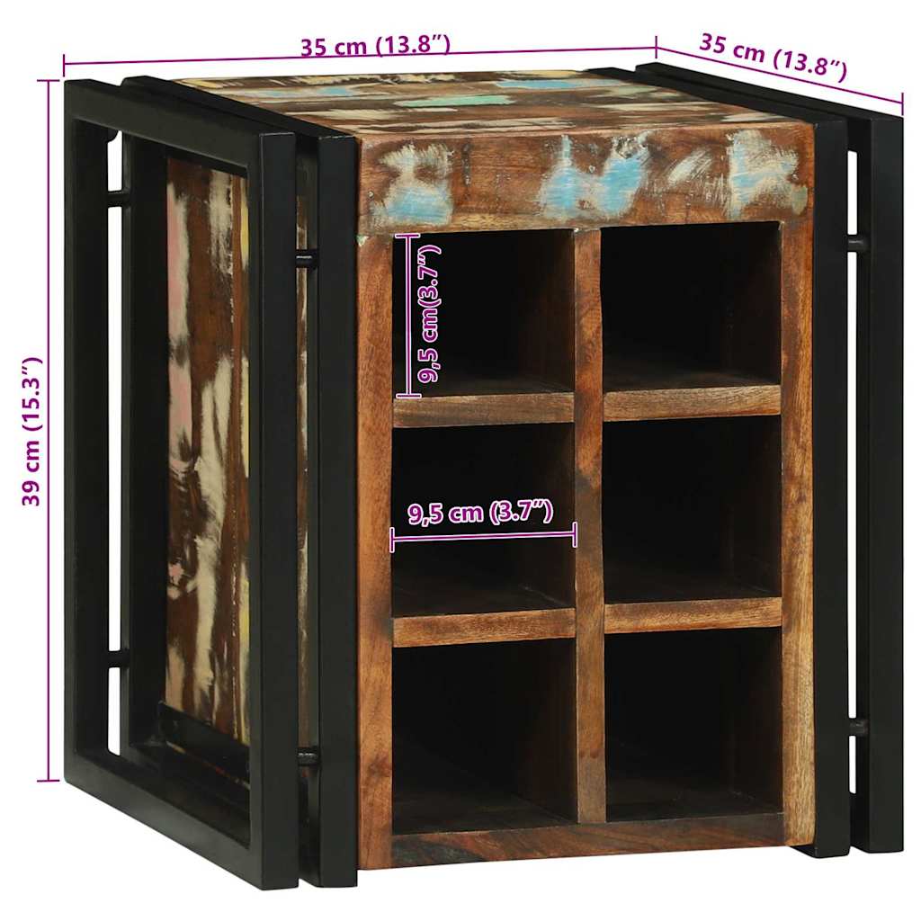 Weinregal Braun und Schwarz 35 x 35 x 39 cm Massivholz Mango