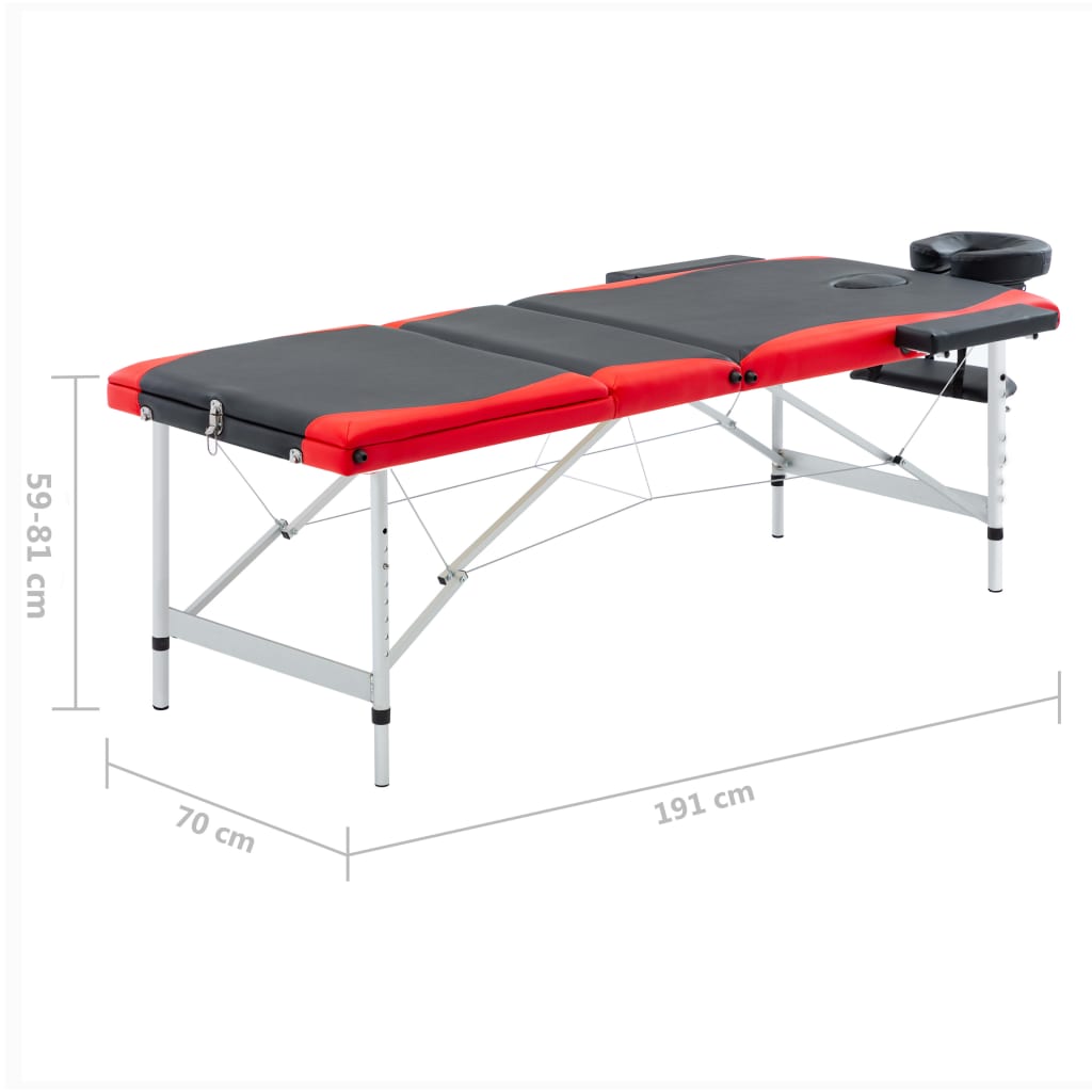 Massagetisch Klappbar 3 Zonen Aluminium Dunkellila