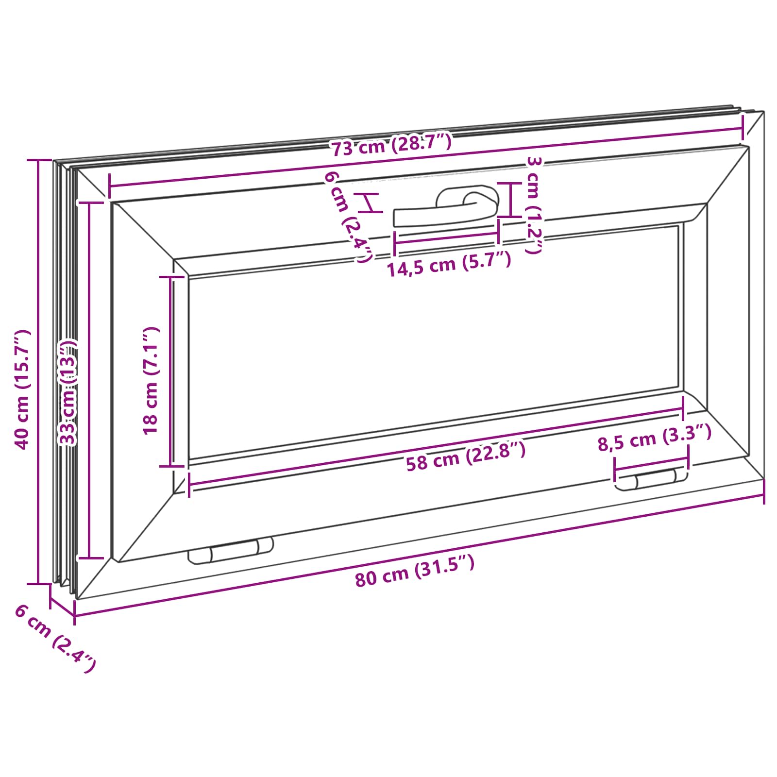 Kellerfenster RISOR 60 x 40 cm PVC und Glas Weiß