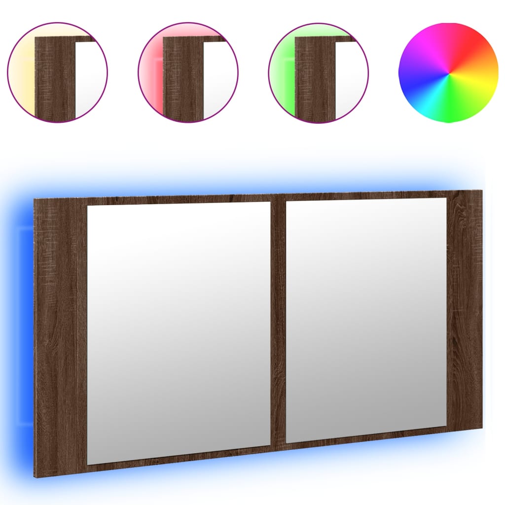 LED-Bad-Spiegelschrank Grau 90x12x45 cm Acryl