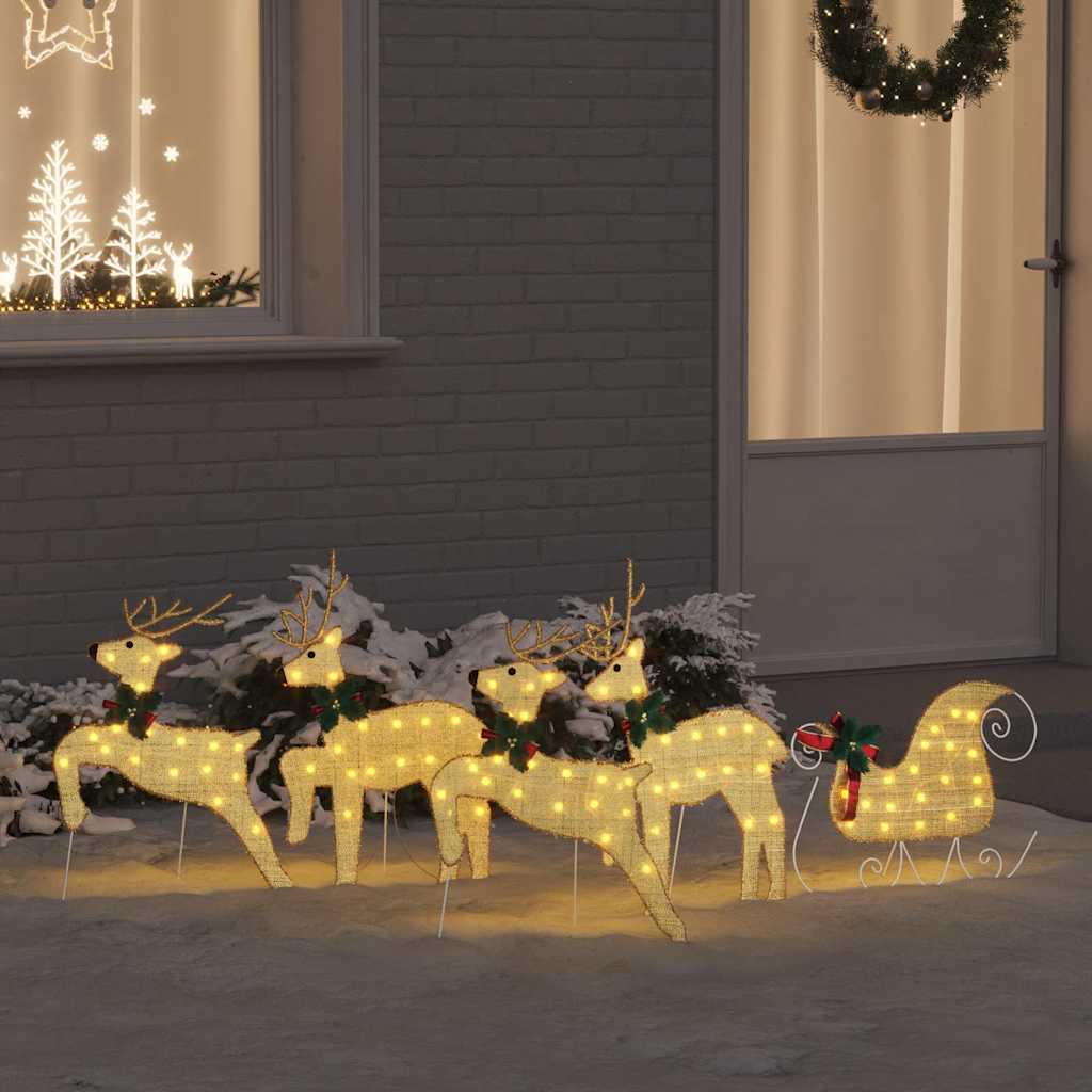 LED Rentiere 5 pcs Gold Stoff