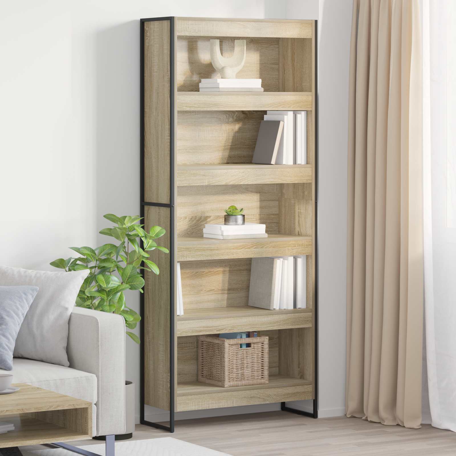 Bücherregal 2 pcs Schwarz Eichen-Optik 60 x 30 x 189,5 cm