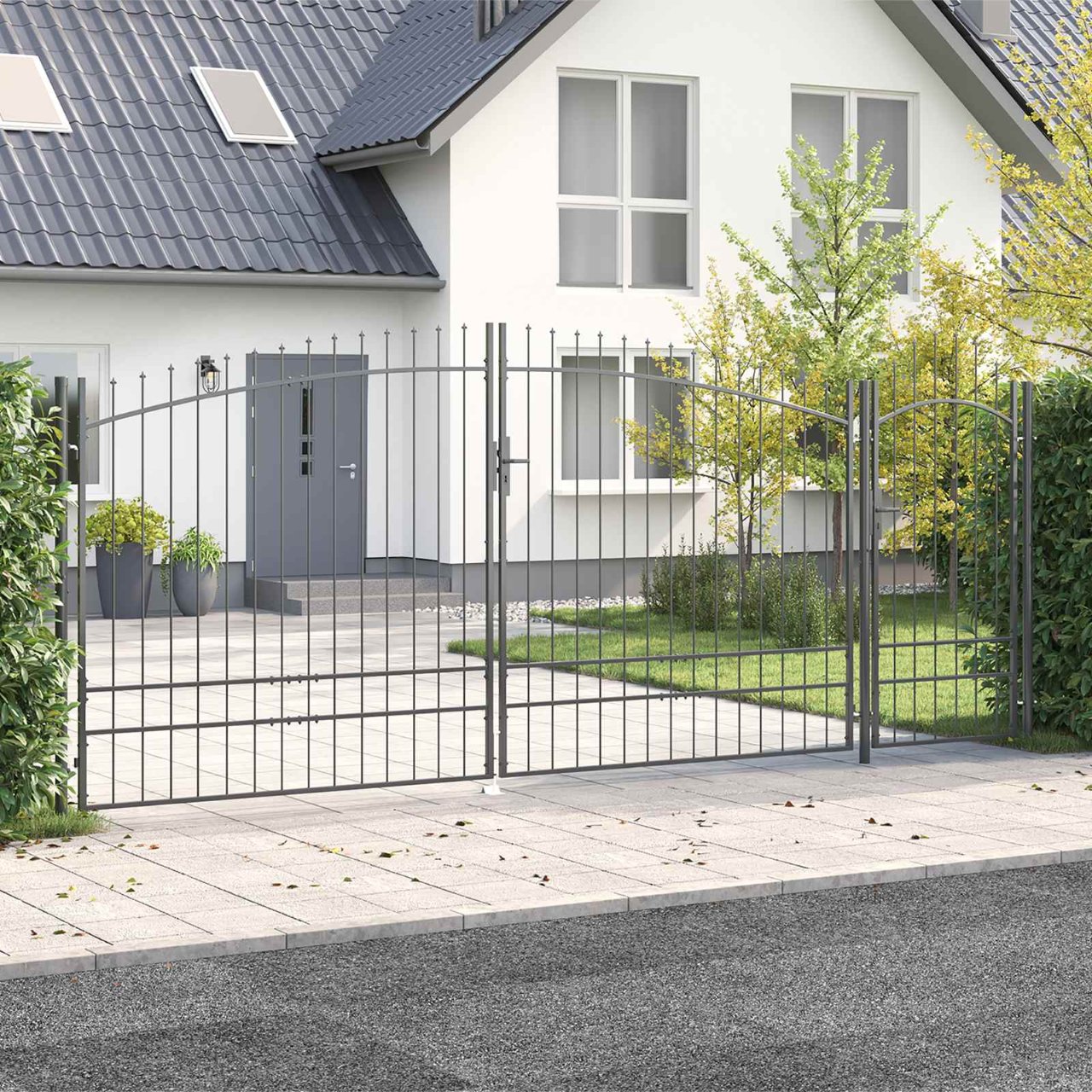 Gartentor Woerden Stahl 1x4 m Schwarz