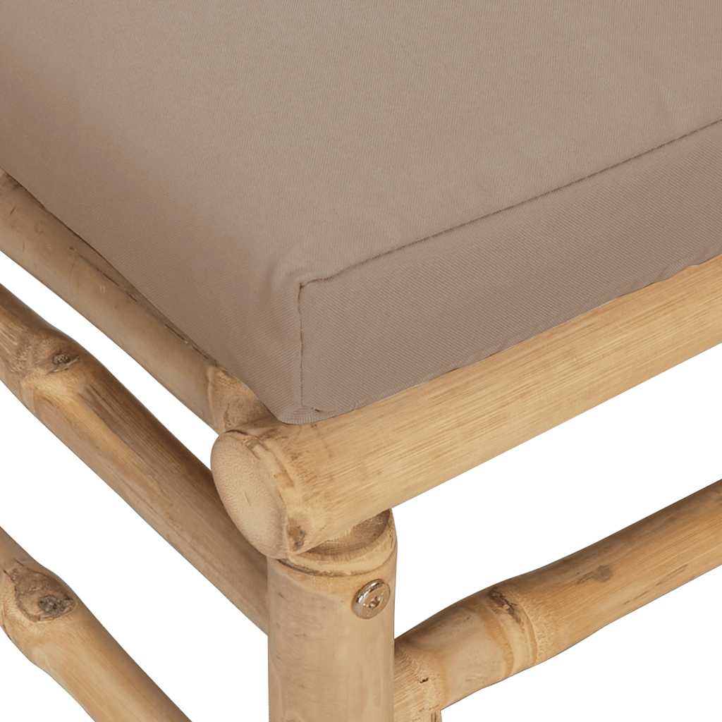 3-tlg. Garten-Lounge-Set mit Hellgrauen Kissen Bambus