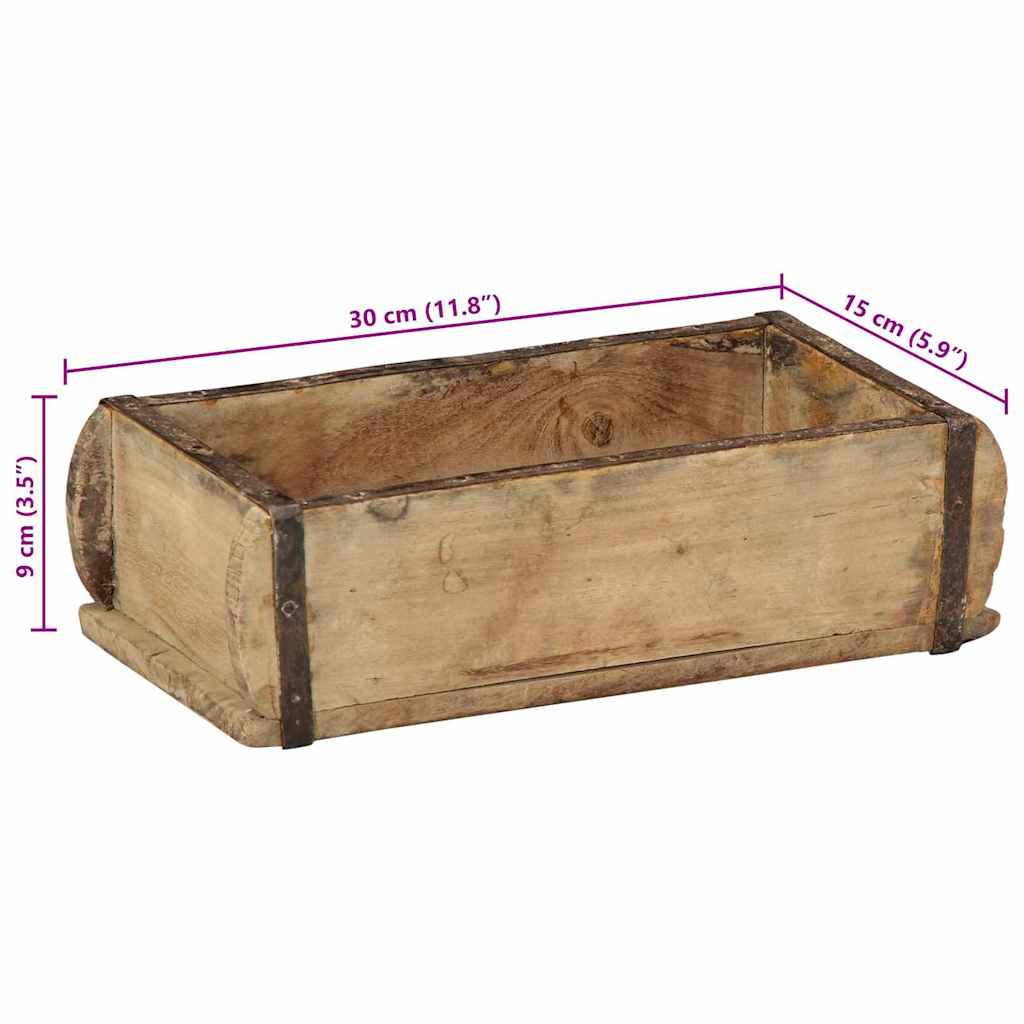 Tablett Braun 30 x 15 x 9 cm Massives upgecyceltes Holz