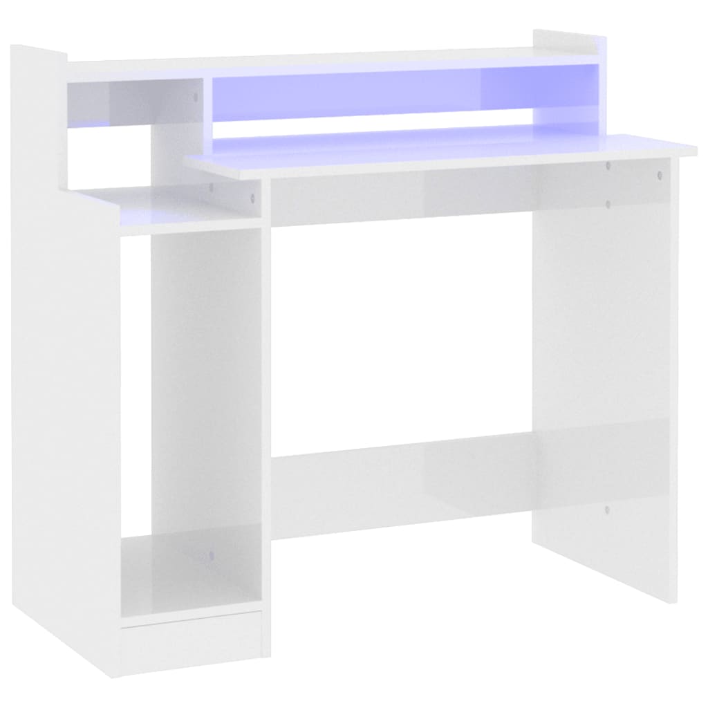 Schreibtisch mit LEDs Weiß 97x45x90 cm Holzwerkstoff