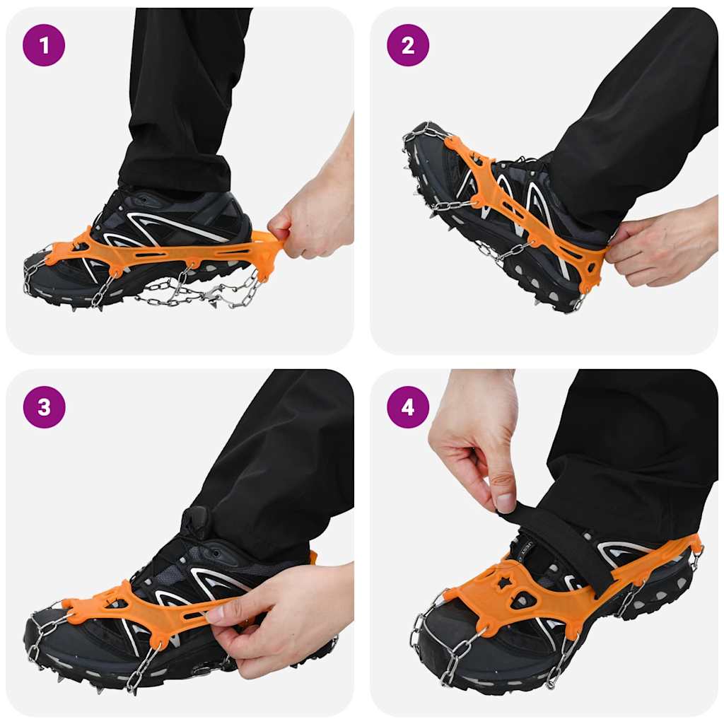 Eiskrallen für Schuhe mit 10 Spikes Orange S