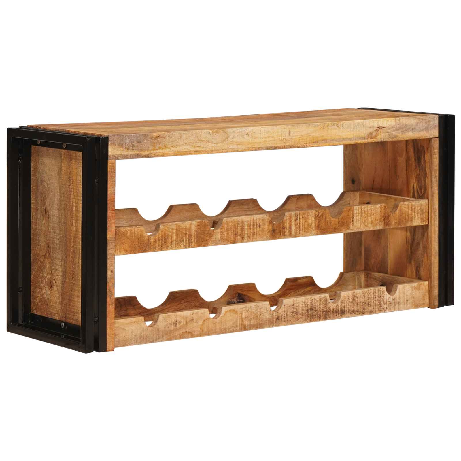 Weinregal Braun 60 x 45 x 33 cm Massives grobes Mangoholz