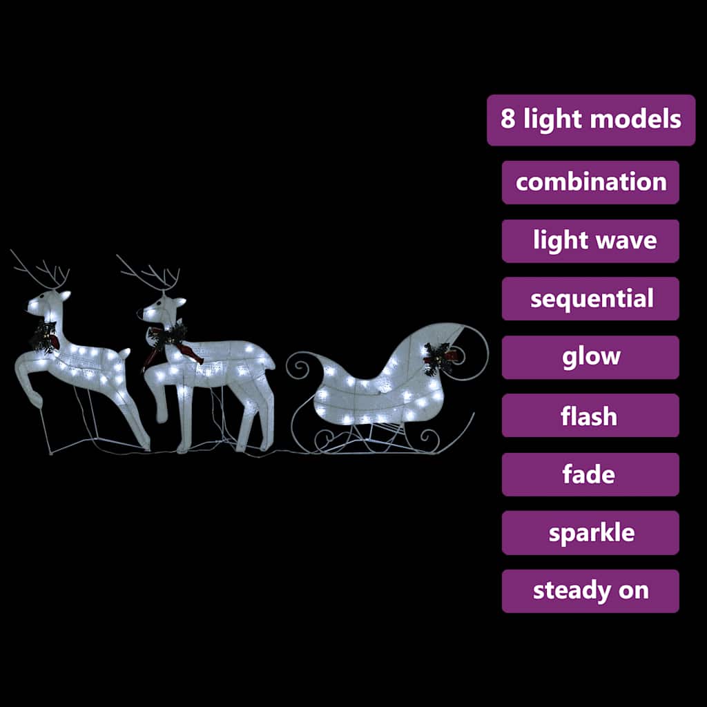 Weihnachtsdeko Rentier & Schlitten 60 LEDs Outdoor Golden