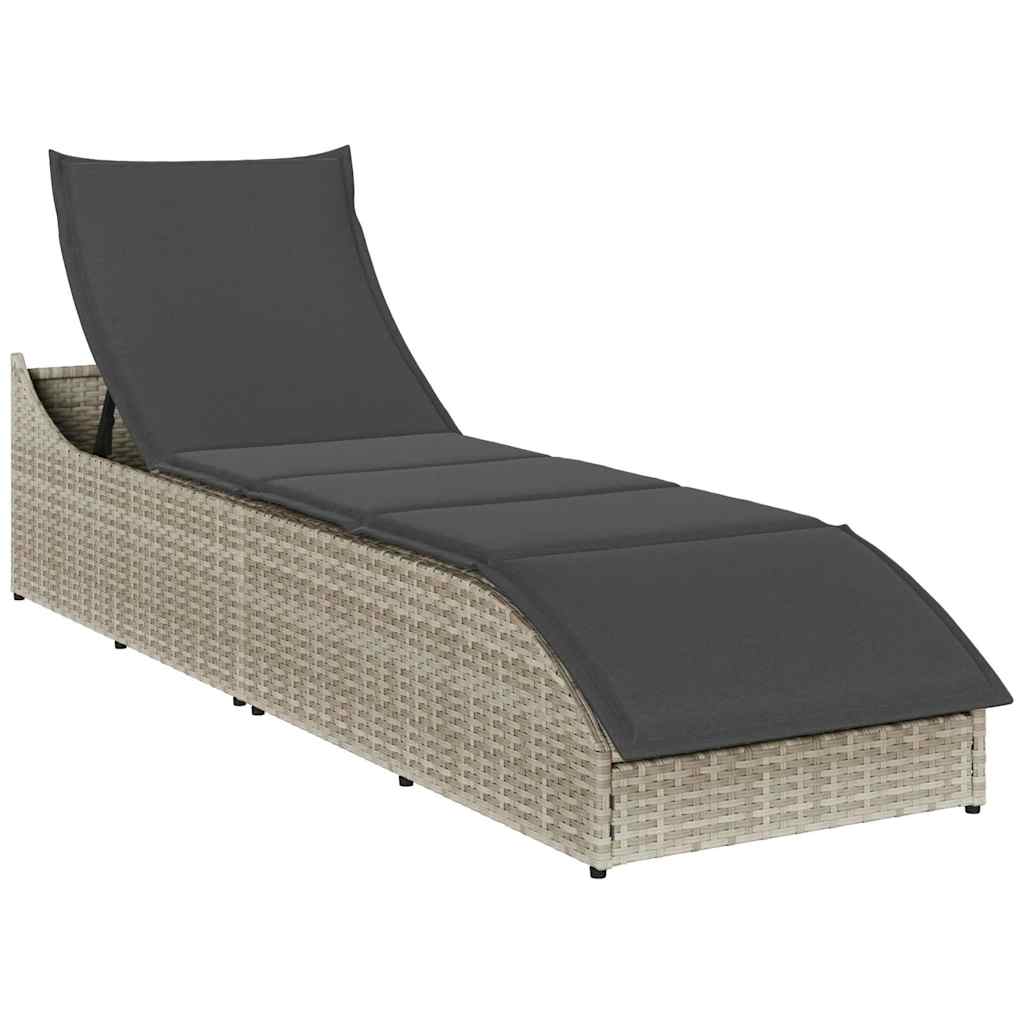 Klappliege mit Auflage und Stauraum Schwarz Poly-Rattan