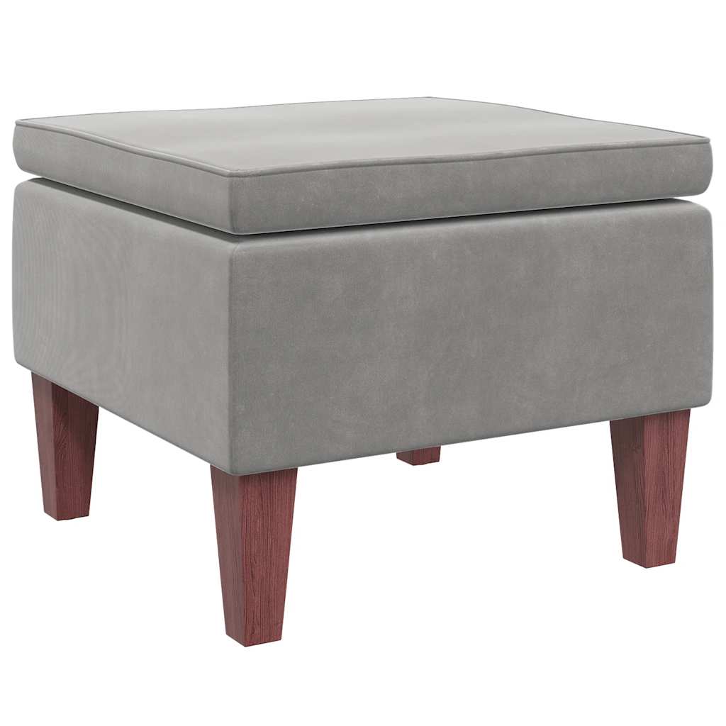 Hocker mit Holzbeinen Dunkelgrau Samt