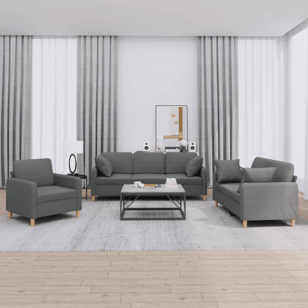 4-tlg. Sofagarnitur mit Kissen Braun Stoff