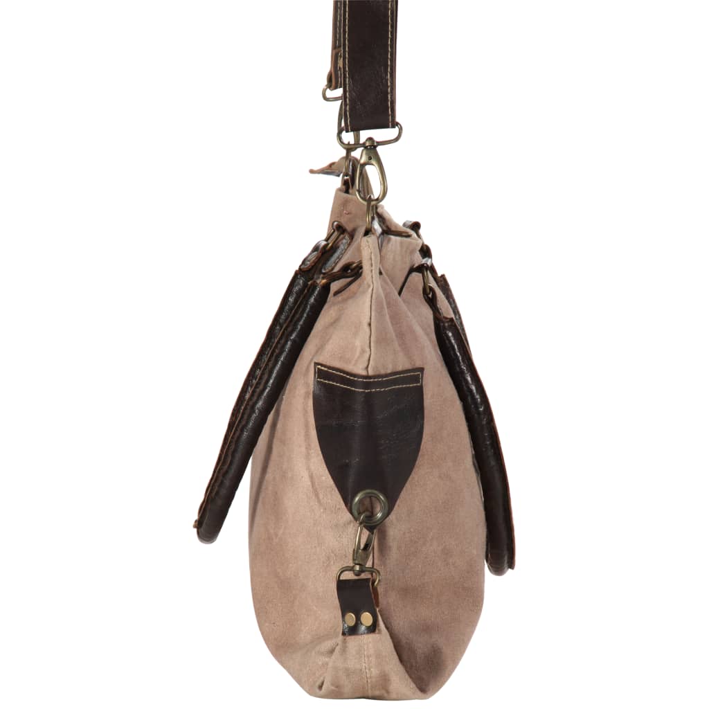 Einkaufstasche Braun 41 x 63 cm Segeltuch und Echtleder