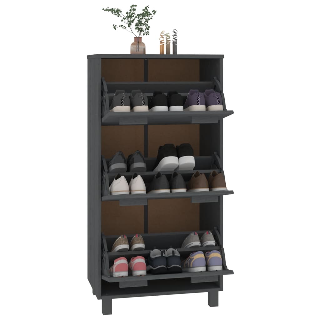 Schuhschrank HAMAR Honigbraun 59,5x35x117 cm Massivholz Kiefer