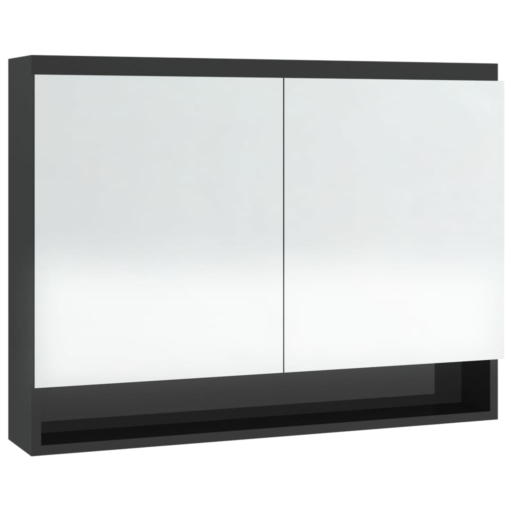 Spiegelschrank fürs Bad 80x15x60 cm Glänzend Schwarz