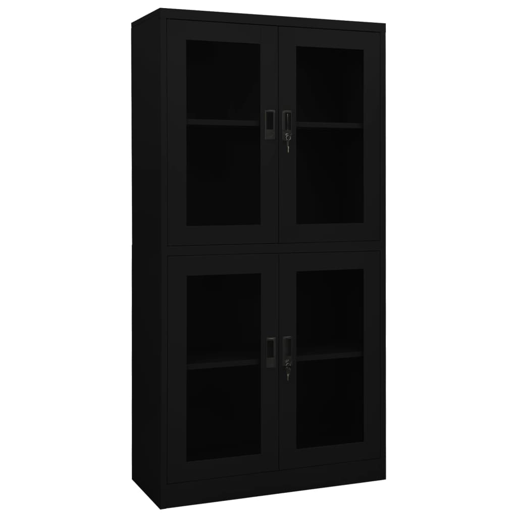 Büroschrank Weiß 90x40x180 cm Stahl und Hartglas