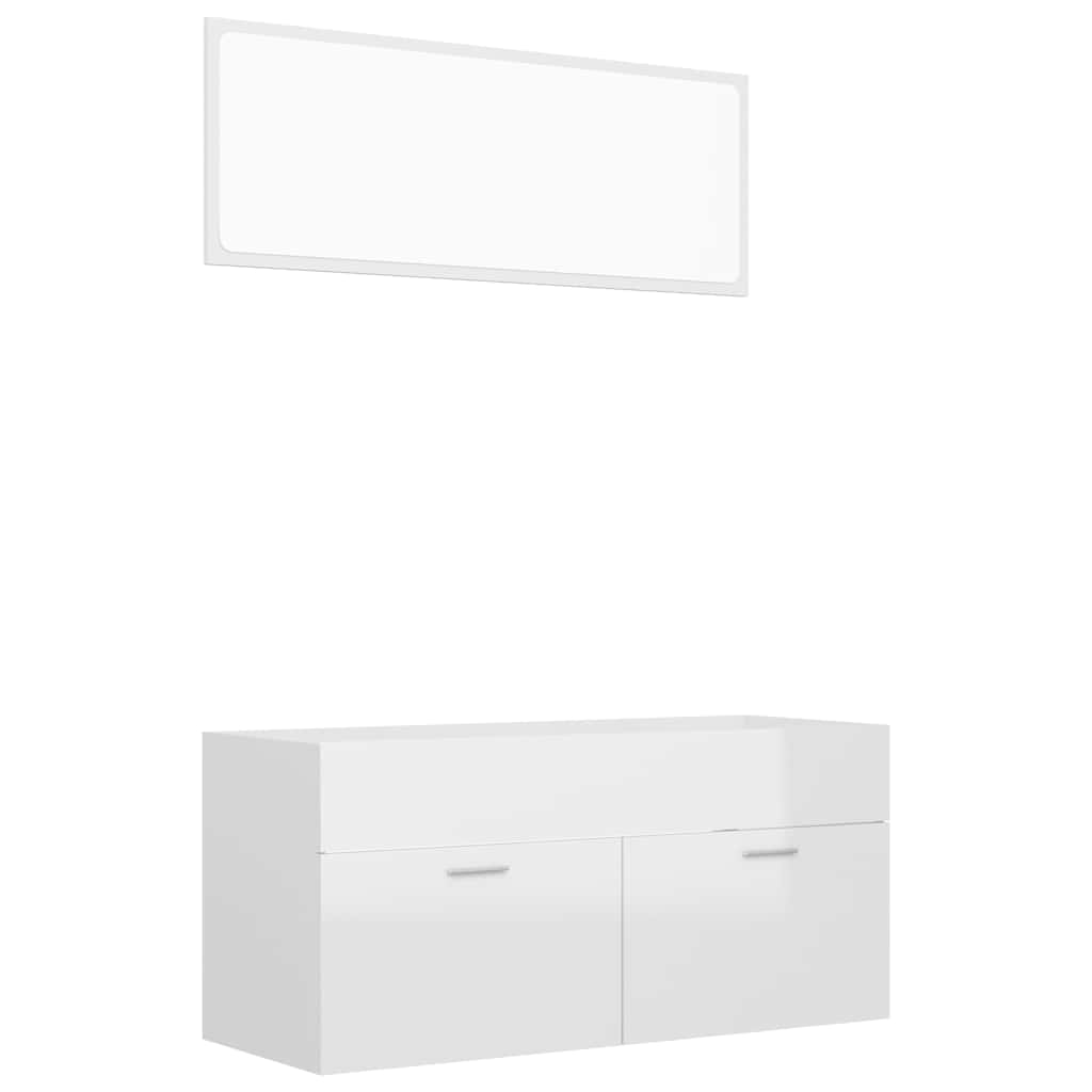 2-tlg. Badmöbel-Set Weiß Holzwerkstoff