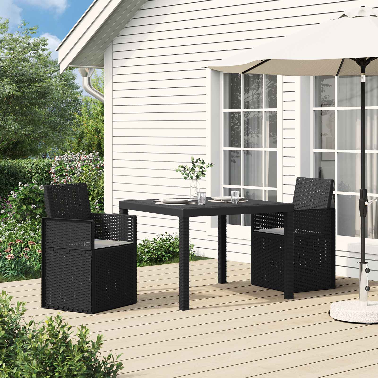 Garten Esszimmerstühle 2 pcs Weiß und Hellgrau PP