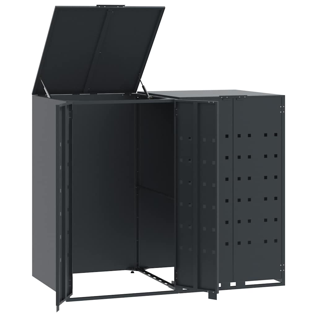 Mülltonnenbox für 2 Tonnen Schwarz 138x79x117 cm Stahl