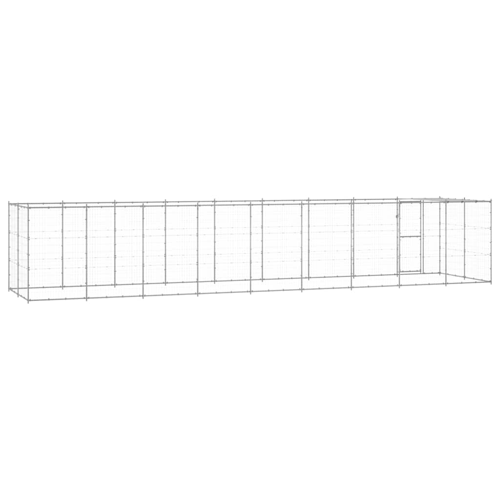 Outdoor-Hundezwinger mit Überdachung Stahl 7,26 m²