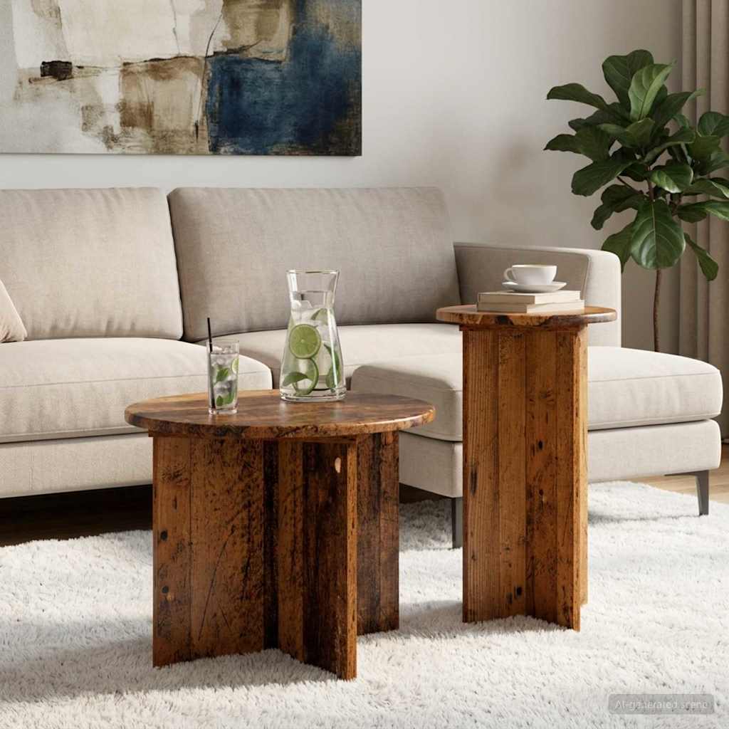 Beistelltisch-Set mit Speicher 2 pcs Weiß Holzwerkstoff