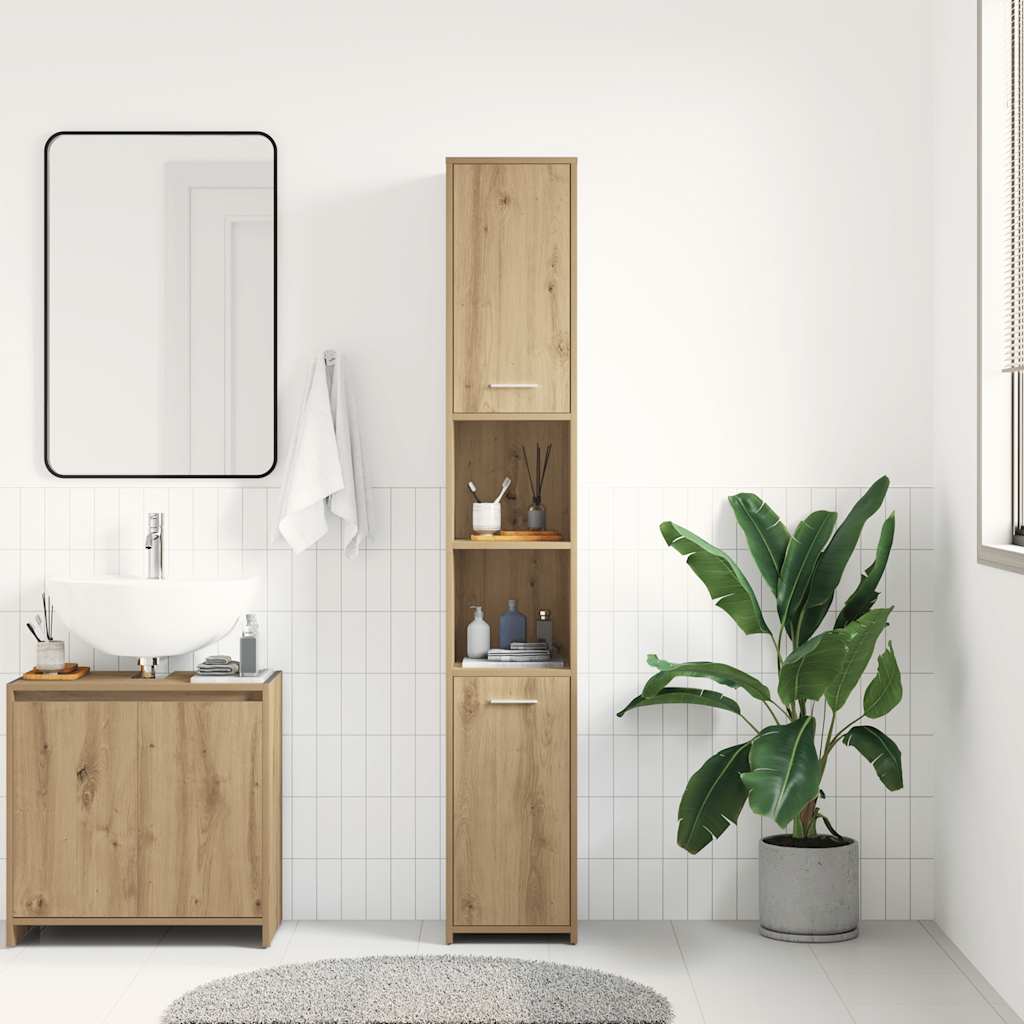 Badezimmerschrank Weiß 30x30x183,5 cm Holzwerkstoff