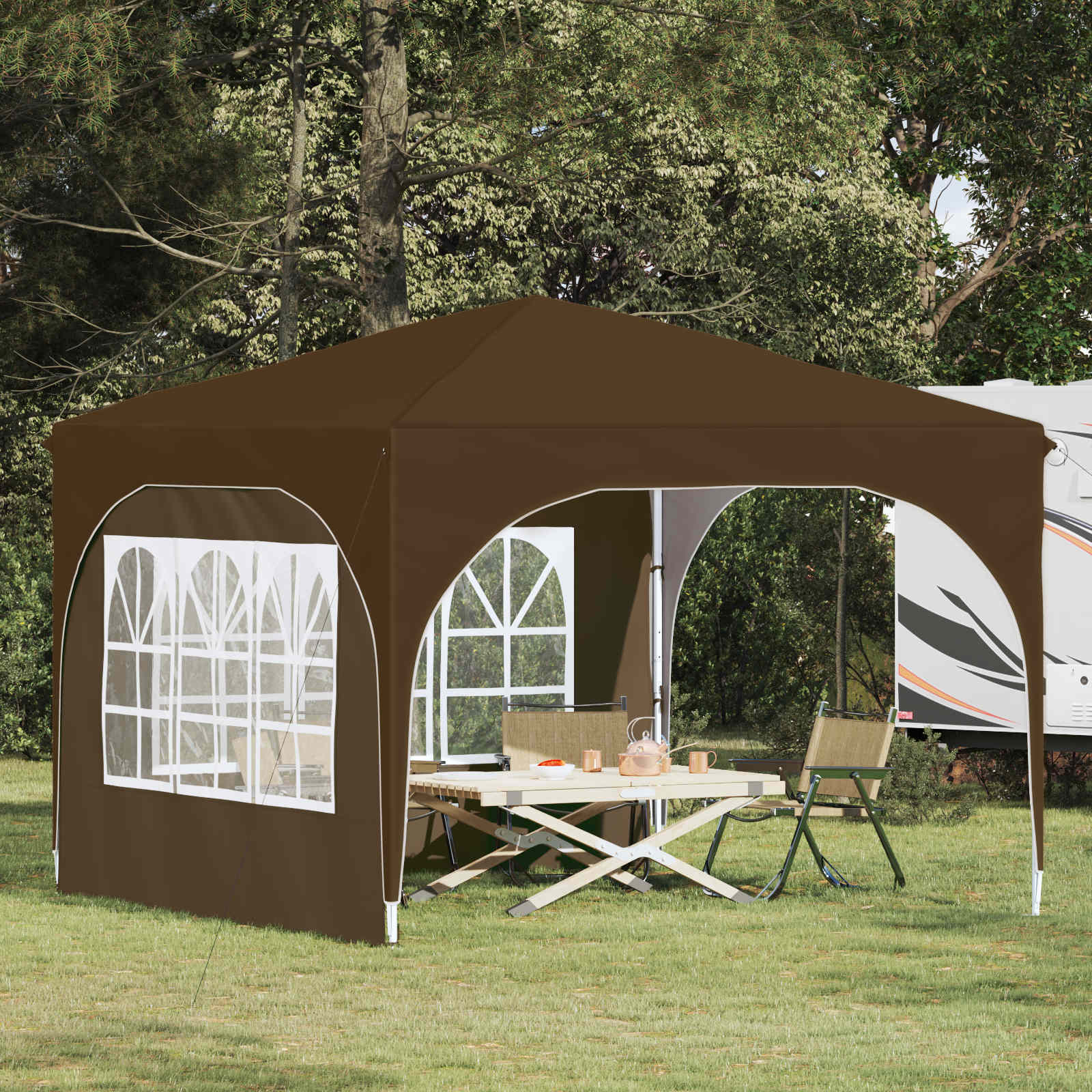 Pop-up Partyzelt 290 x 290 x 245 cm Creme