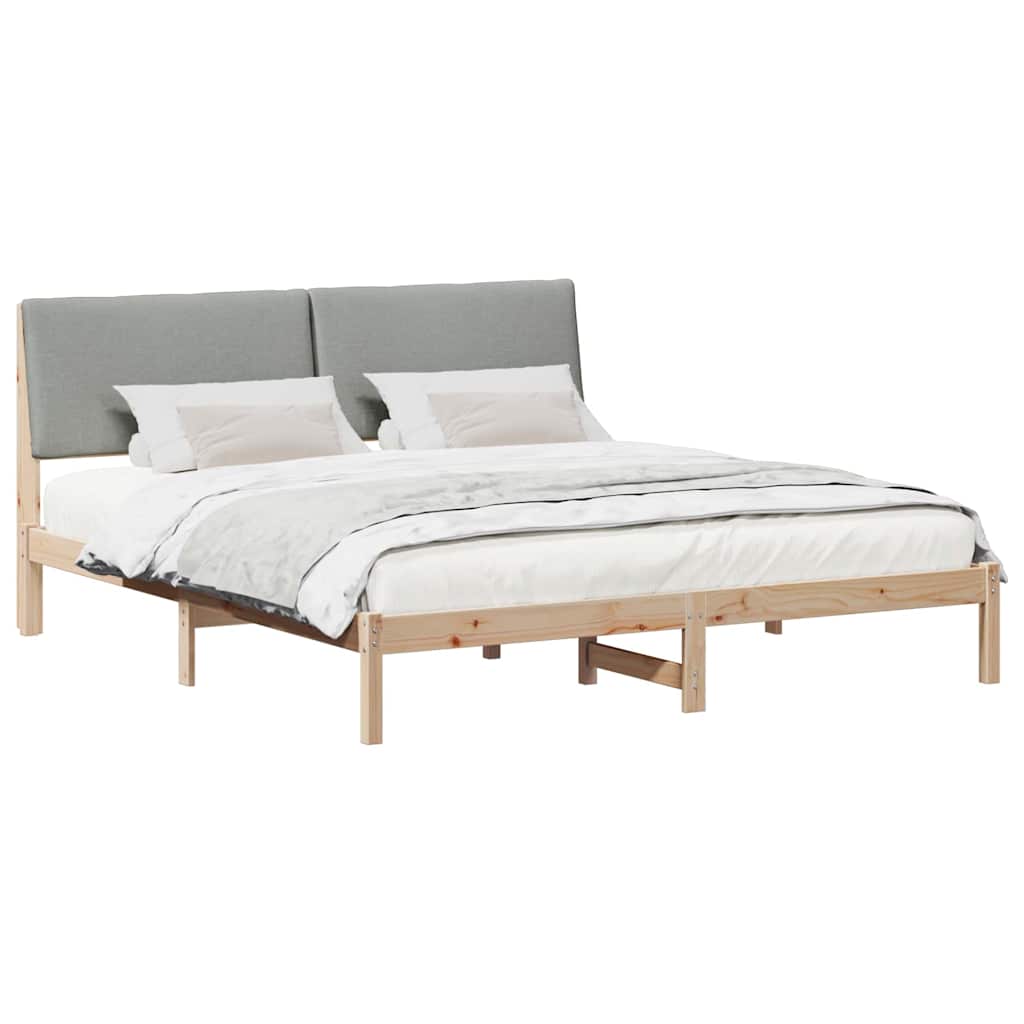Bettgestell Braun und hellgrau 200 x 200 cm Massivholz Kiefer