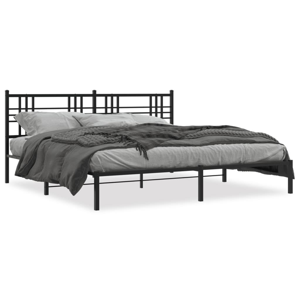 Bettgestell mit Kopf- und Fußteil Metall Schwarz 90x200 cm