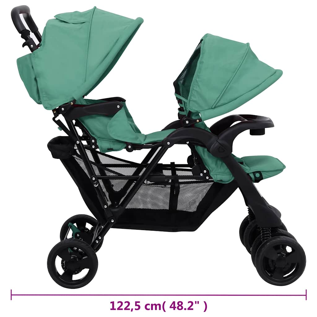 Tandem-Zwillingskinderwagen Dunkelgrau Stahl