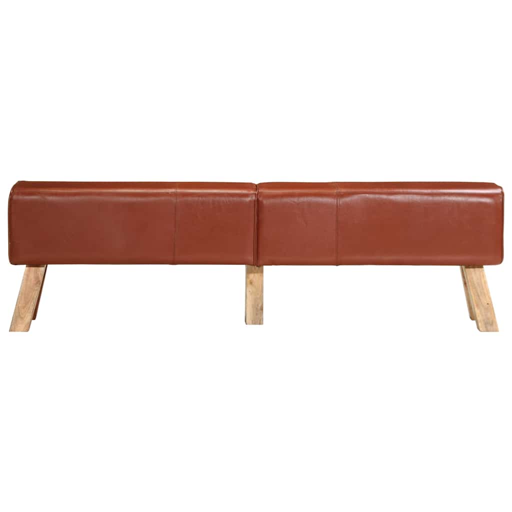 Bank Turnbock-Design 160cm Braun Echtleder Massivholz Akazie