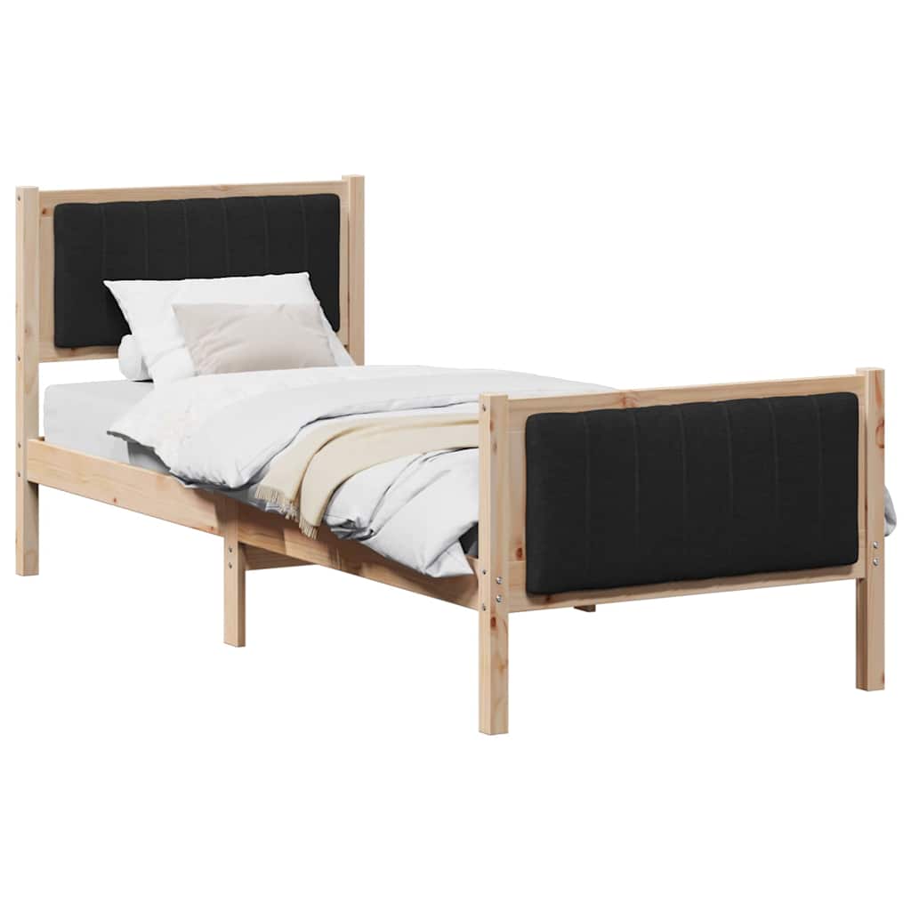 Bettgestell Braun und hellgrau 200 x 200 cm Massivholz Kiefer