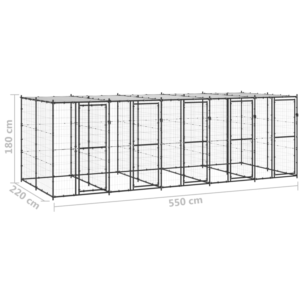 Outdoor-Hundezwinger Stahl mit Überdachung 110x220x180 cm
