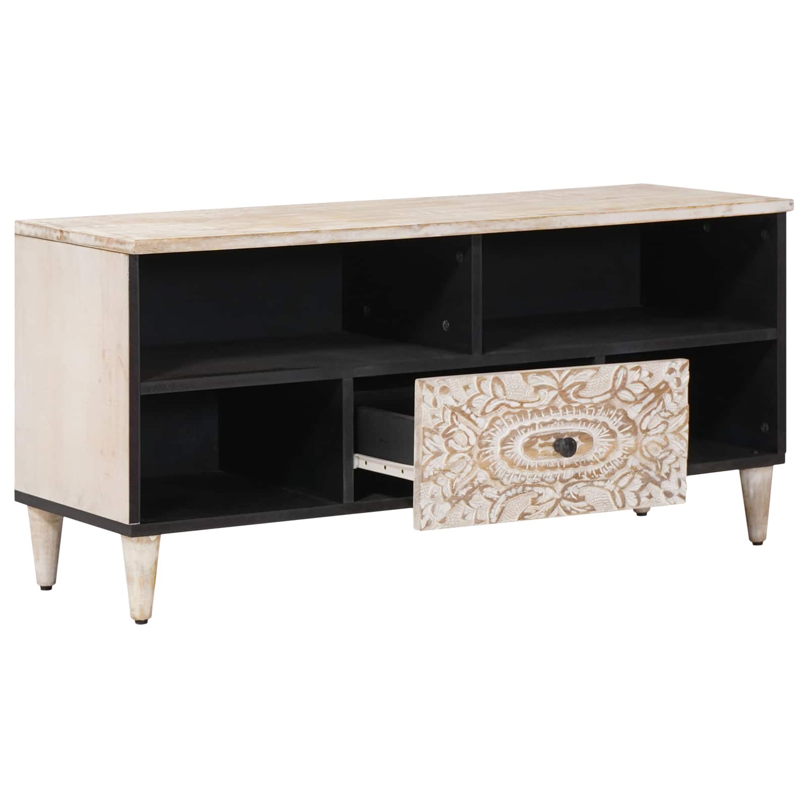 TV-Schränk mit Regal Braun 100 x 33,5 x 46 cm Massivholz Mango
