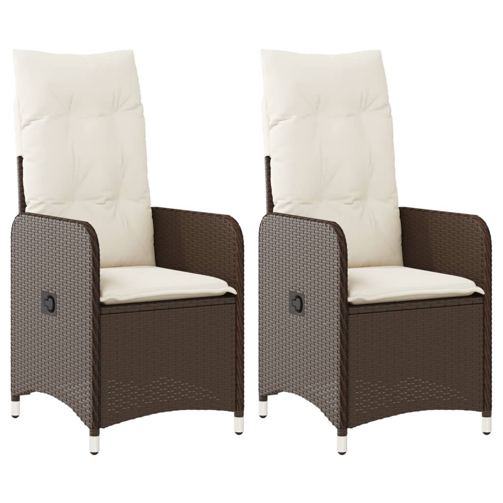 Gartensessel Verstellbar mit Kissen Schwarz Poly Rattan