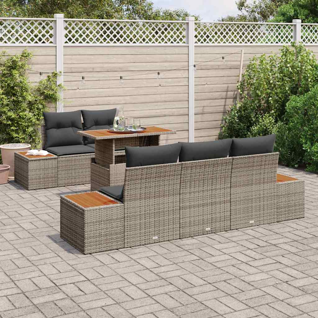 Garten Essgruppe mit Kissen 6 pcs Schwarz und Beige