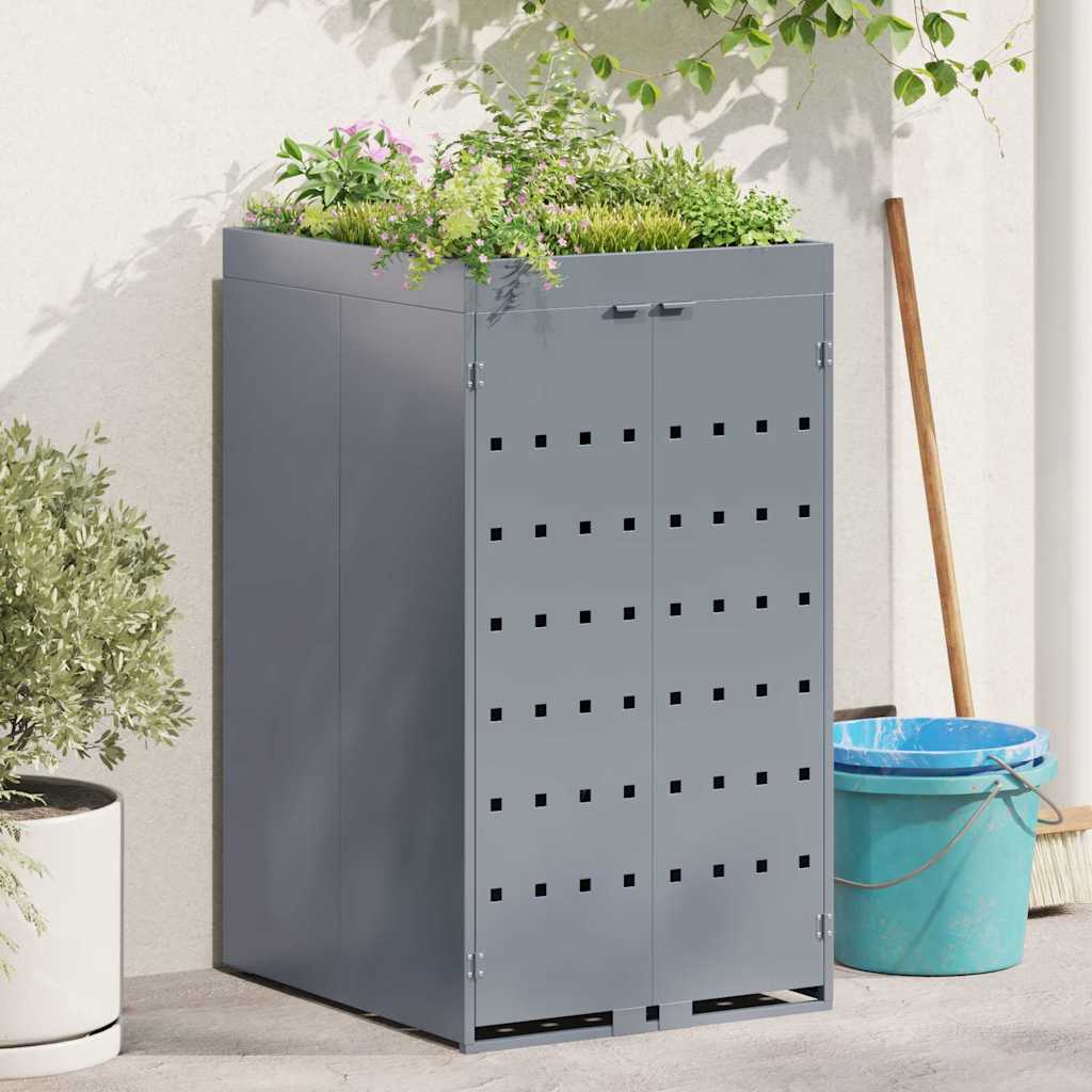 Mülltonnenbox für 2 Tonnen Schwarz 138x79x117 cm Stahl