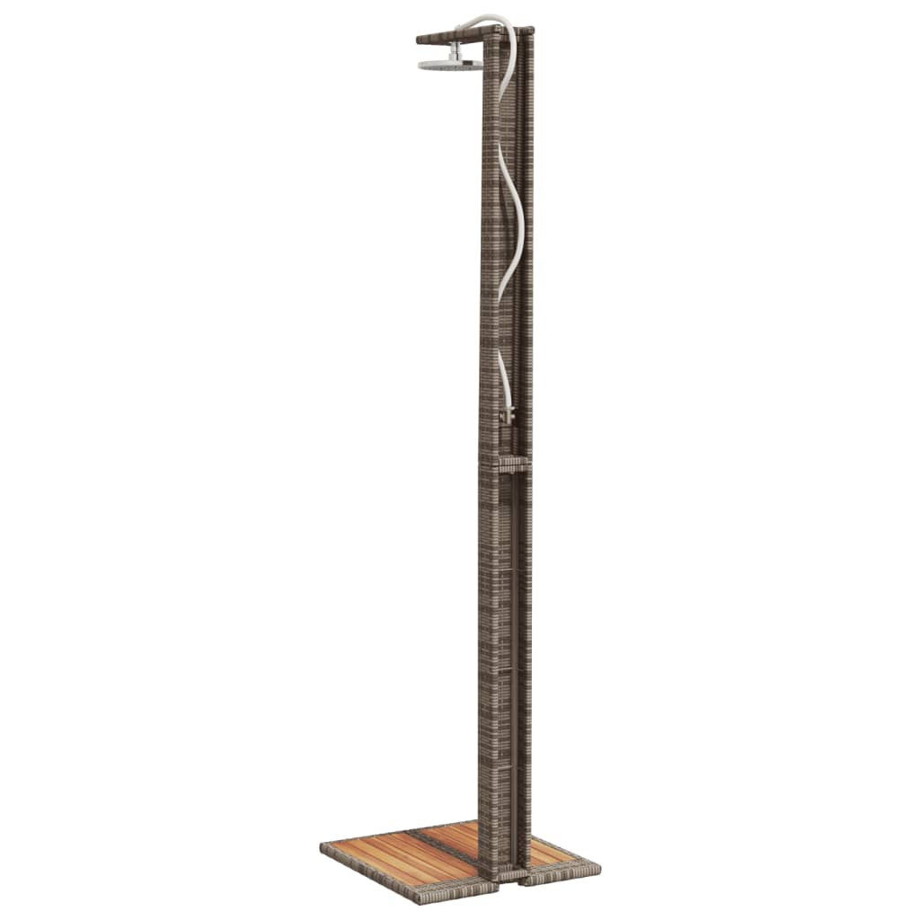 Gartendusche Schwarz 50x55x224 cm Poly Rattan und Akazienholz