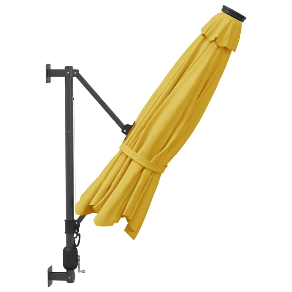 Wand-Sonnenschirm mit LEDs Apfelgrün 290 cm