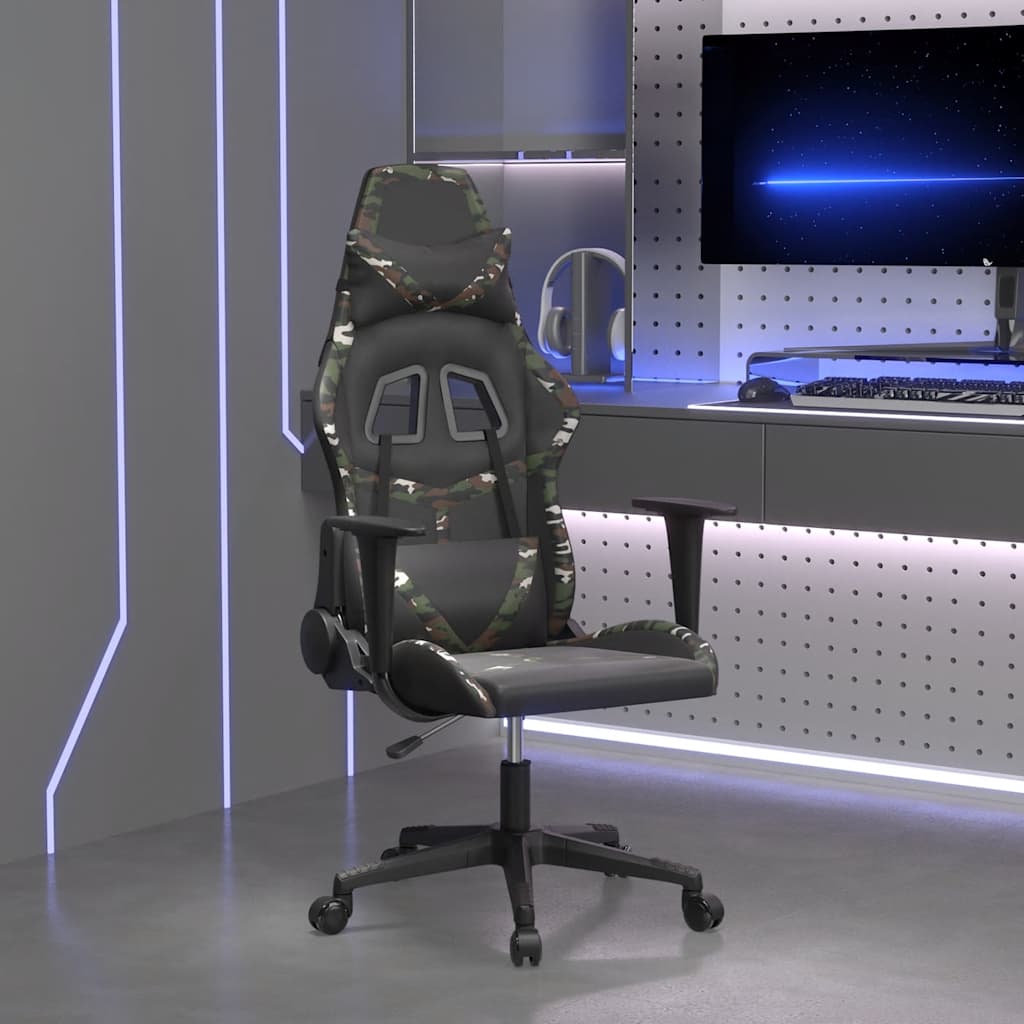Gaming-Stuhl mit Massagefunktion Schwarz und Grün Kunstleder