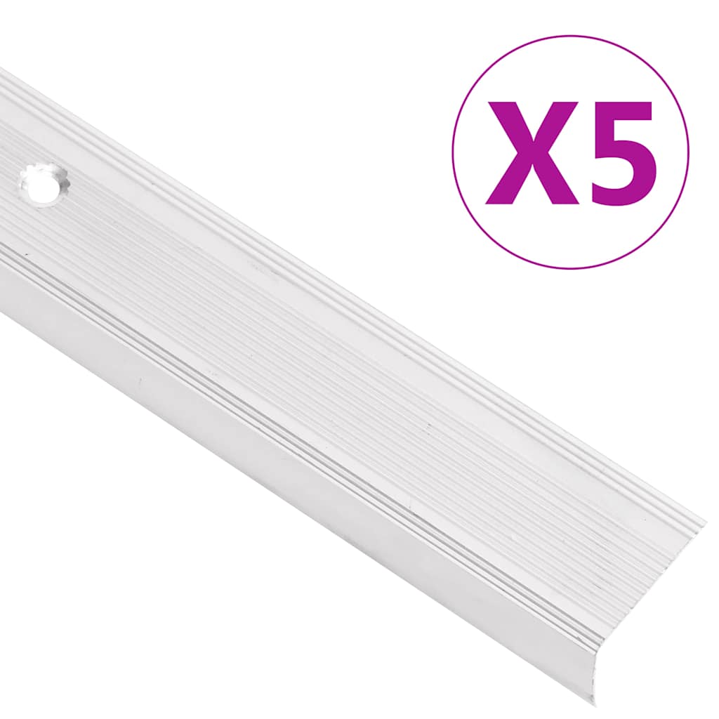 Treppenkantenprofile in L-Form 15 Stk. Aluminium 90 cm Silbern