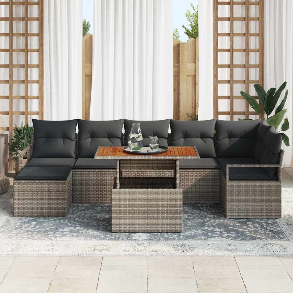 Garten Essgruppe mit Kissen 8 pcs Schwarz und Creme