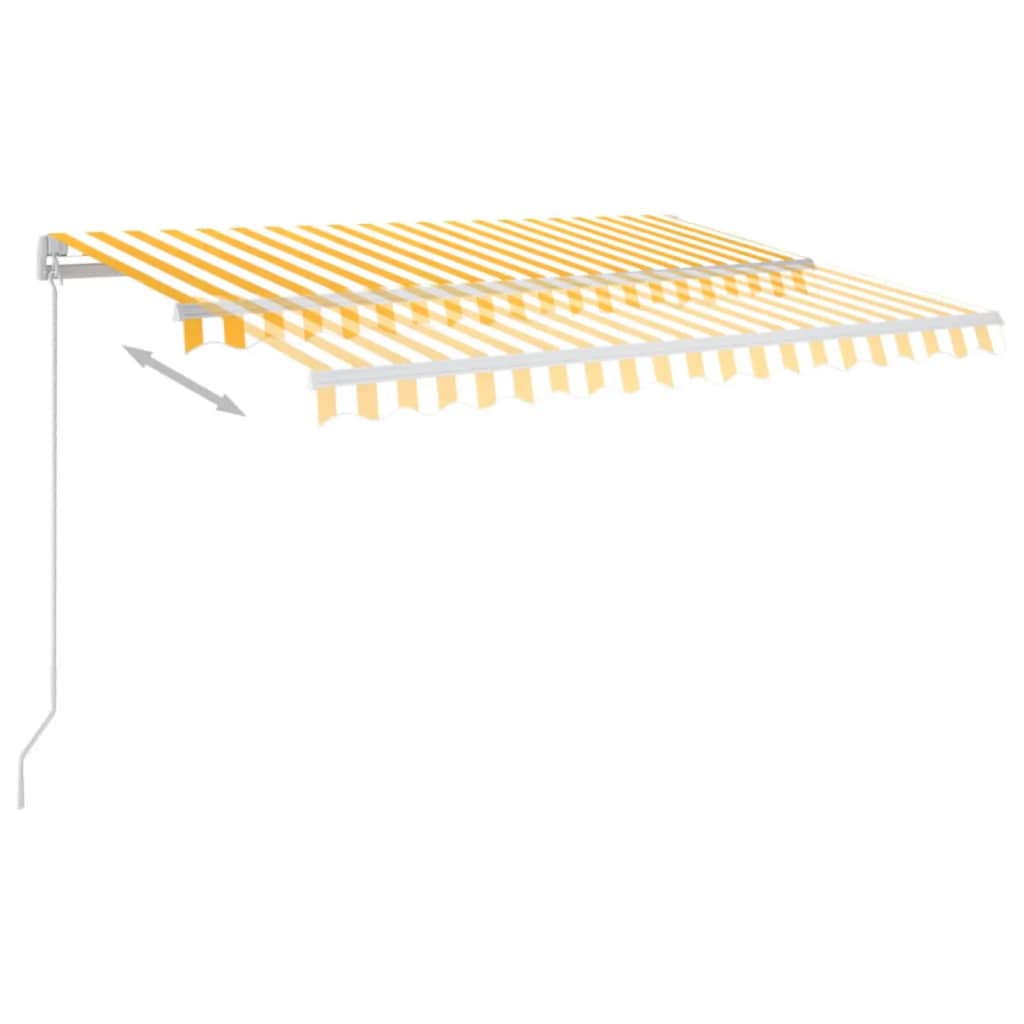 Markise Manuell Einziehbar mit LED 300x250 cm Blau und Weiß